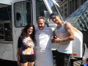 LYNN JULIAN with the "Soup Nazi" from the TV show, Seinfeld.